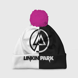 Шапка с помпоном Linkin Park ЧБ, цвет: 3D-малиновый
