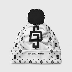 Шапка с помпоном Узор White Dope Street Market, цвет: 3D-черный