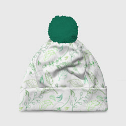 Шапка с помпоном Хаос из зелёных веток и листьев, цвет: 3D-зеленый