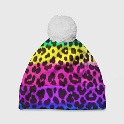 Шапка c помпоном Leopard Pattern Neon