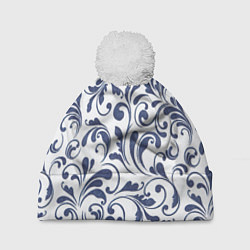 Шапка c помпоном Гжелевый рисунок