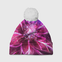Шапка с помпоном Неоновый Цветок Neon Flower, цвет: 3D-белый