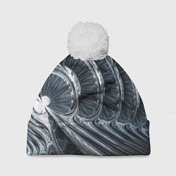 Шапка с помпоном Фрактальный абстрактный паттерн Броня Fractal Abst, цвет: 3D-белый
