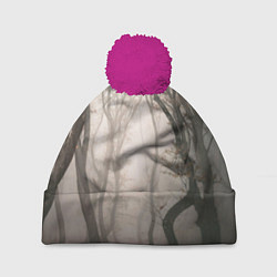 Шапка с помпоном Лес Туман, цвет: 3D-малиновый