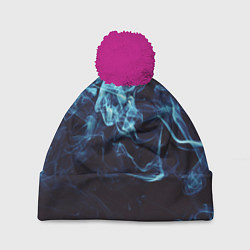 Шапка с помпоном Неоновые пары дыма - Синий, цвет: 3D-малиновый