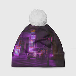Шапка с помпоном Неоновый ночной переход - Фиолетовый, цвет: 3D-белый