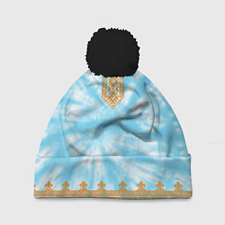 Шапка c помпоном Славянская тай-дай рубаха