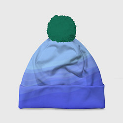 Шапка с помпоном Blue abstract pattern, цвет: 3D-зеленый
