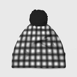 Шапка с помпоном Black and white trendy checkered pattern, цвет: 3D-черный