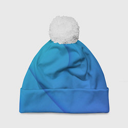 Шапка с помпоном Голубой градиент, цвет: 3D-белый