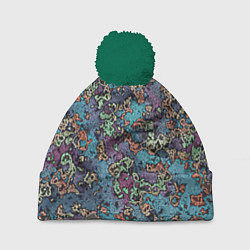 Шапка c помпоном Галлюциногенные узоры
