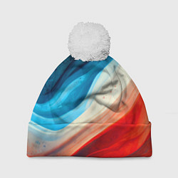 Шапка с помпоном Неоновые яркие волны, цвет: 3D-белый