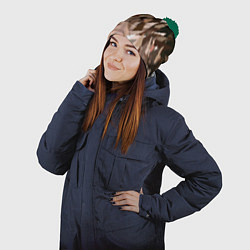 Шапка с помпоном Abstract mosaic pattern brown and black, цвет: 3D-зеленый — фото 2