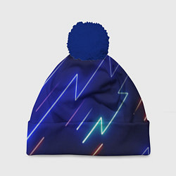 Шапка c помпоном Неоновые изогнутые линии