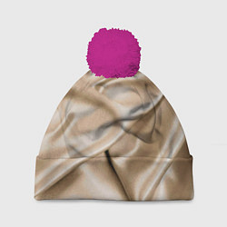 Шапка c помпоном Струящаяся золотистая ткань