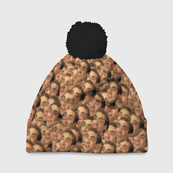 Шапка с помпоном Николас Кейдж мем, цвет: 3D-черный
