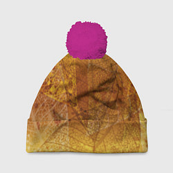 Шапка с помпоном Осенний узор, цвет: 3D-малиновый