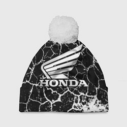 Шапка с помпоном Honda logo арт, цвет: 3D-белый