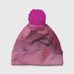 Шапка с помпоном Розовые геометрические фигуры, цвет: 3D-малиновый