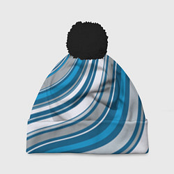 Шапка с помпоном Волнистые полосы - текстура, цвет: 3D-черный