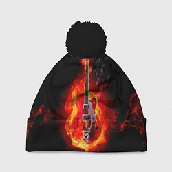 Шапка с помпоном Огненная гитара, цвет: 3D-черный