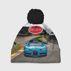 Шапка с помпоном Bugatti - motorsport - гоночная трасса, цвет: 3D-черный