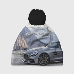 Шапка c помпоном Mercedes AMG V8 Biturbo cabriolet - mountains