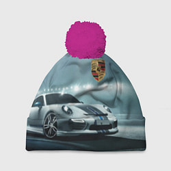 Шапка c помпоном Porsche - racing route - motorsport
