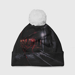 Шапка с помпоном Тоннель метро, цвет: 3D-белый