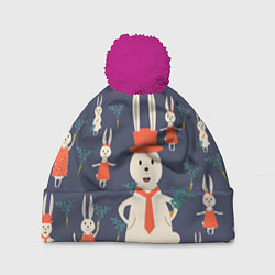 Шапка c помпоном Семья крольчат