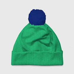 Шапка с помпоном Зеленый вязаный свитер, цвет: 3D-тёмно-синий