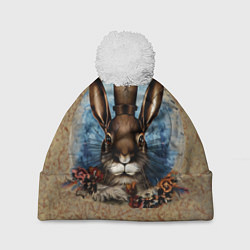 Шапка с помпоном Ретро кролик, цвет: 3D-белый
