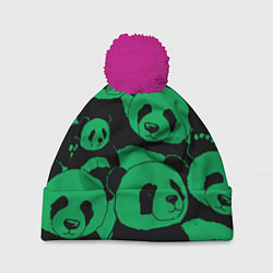 Шапка с помпоном Panda green pattern, цвет: 3D-малиновый