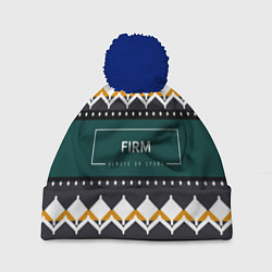 Шапка с помпоном FIRM ретро свитер, цвет: 3D-тёмно-синий