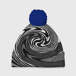 Шапка с помпоном Black and white abstract pattern, цвет: 3D-тёмно-синий