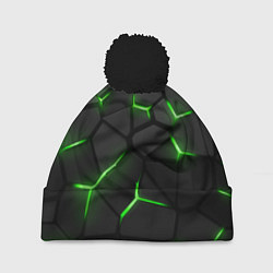 Шапка с помпоном Green neon steel, цвет: 3D-черный