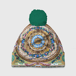 Шапка с помпоном Советский винтажный ковёр, цвет: 3D-зеленый