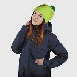 Шапка с помпоном Текстурированный ярко зеленый салатовый, цвет: 3D-зеленый — фото 2