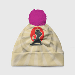 Шапка с помпоном Кот-ниндзя, цвет: 3D-малиновый