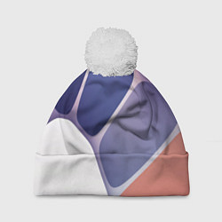 Шапка c помпоном Узор из синих, фиолетовых, белых и оранжевых камне