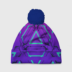 Шапка с помпоном Cyber armor - neon, цвет: 3D-тёмно-синий