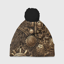 Шапка c помпоном Абстрактный стимпанк механизм