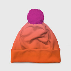 Шапка с помпоном Оранжево-розовый градиент, цвет: 3D-малиновый