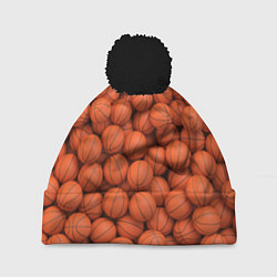 Шапка с помпоном Баскетбольные мячи, цвет: 3D-черный
