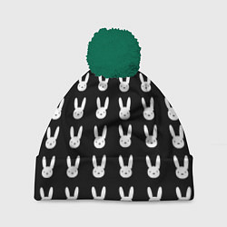 Шапка c помпоном Bunny pattern black