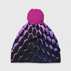 Шапка с помпоном Шестиугольники волны, цвет: 3D-малиновый