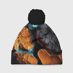 Шапка с помпоном Цветные камни, цвет: 3D-черный
