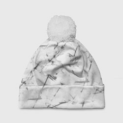 Шапка с помпоном Серый трещины тай-дай, цвет: 3D-белый