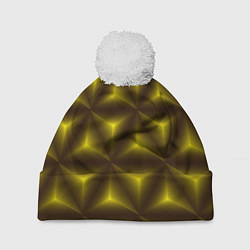 Шапка с помпоном Желтые треугольники, цвет: 3D-белый