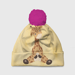 Шапка с помпоном Малыш жираф, цвет: 3D-малиновый